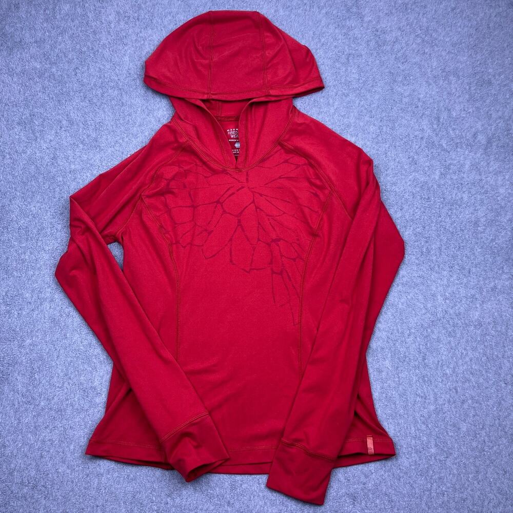 Mountain Hardwear Hoodie Womens Medium Red Lightweight Stretch Pullover